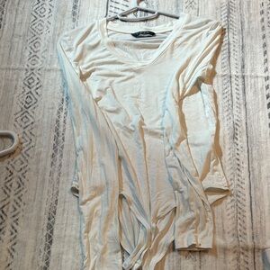 SHEIN Cream Long Sleeve Bodysuit